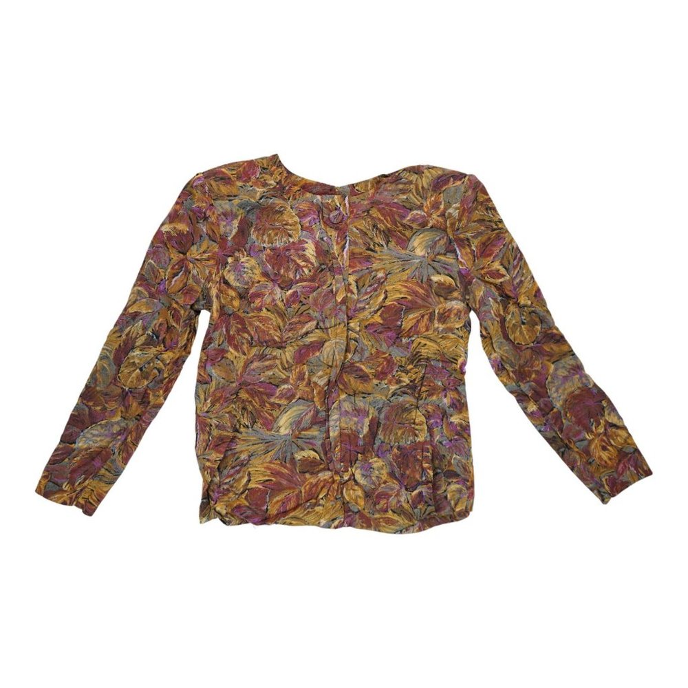 Vintage‎ Petite illustrations Floral Print Top Blouse Size 4 100% Rayon Made USA